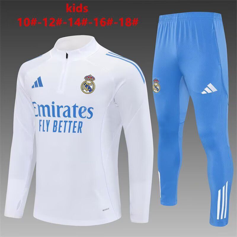 Kids Real Madrid 25/26 Tracksuit - White/Blue